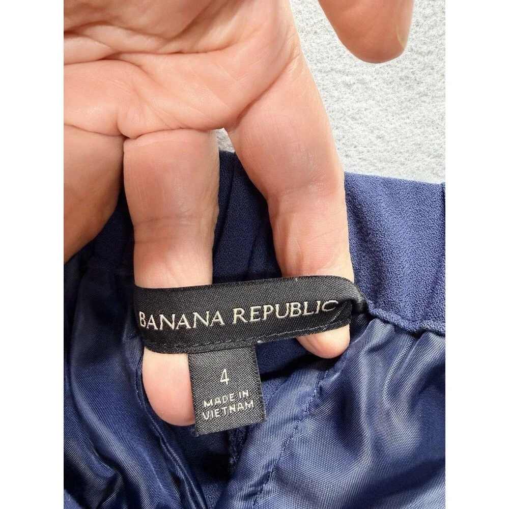 Banana Republic Pull-on Ankle Pant Size 4 Navy Casual Office Trousers Womens